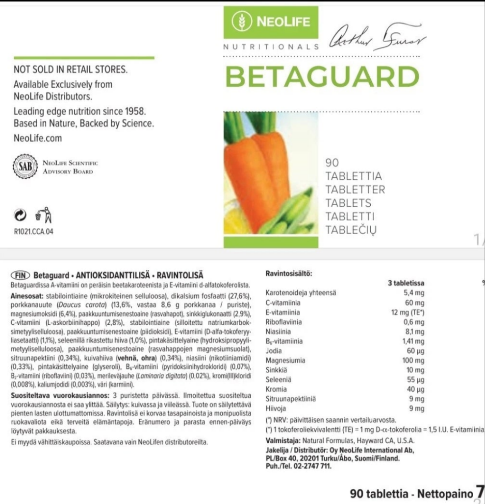 Neolife Betaguard, Food supplement