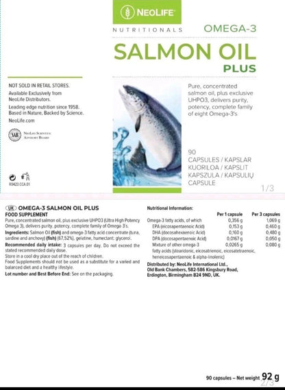 Neolife Omega-3 Salmon Oil Plus, Fish Oil Food supplement Astera Health & Beauty UK